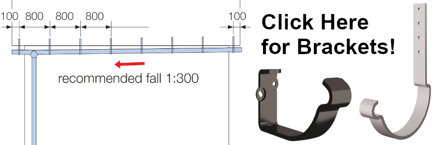 How far apart should I space my Lindab gutter brackets for steel guttering