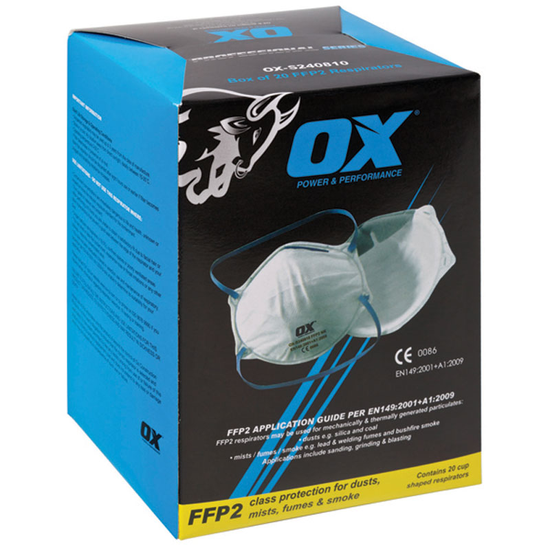 Ox Ffp2 Moulded Cup Respirator - 20Pk