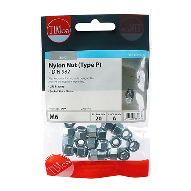 Timpac M6 Bzp Hex Nyloc Nut Aprox. 20