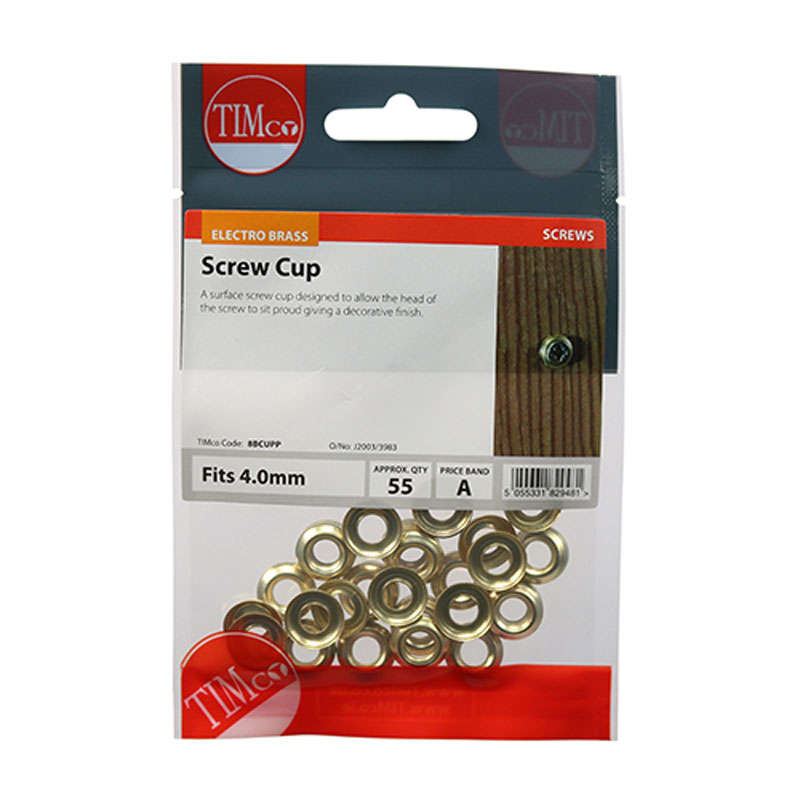 Brass Surface Screw Cups 8mm